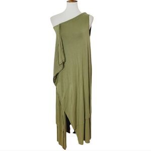 Soft Surroundings Green One Shoulder Jersey Knit Dress Womens XL